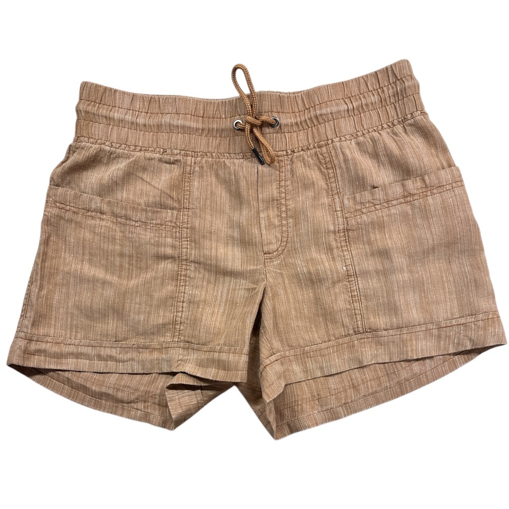 Athleta Cabo Linen Textured Rust 4” Drawstring Pull-on Shorts Preowned Size 4